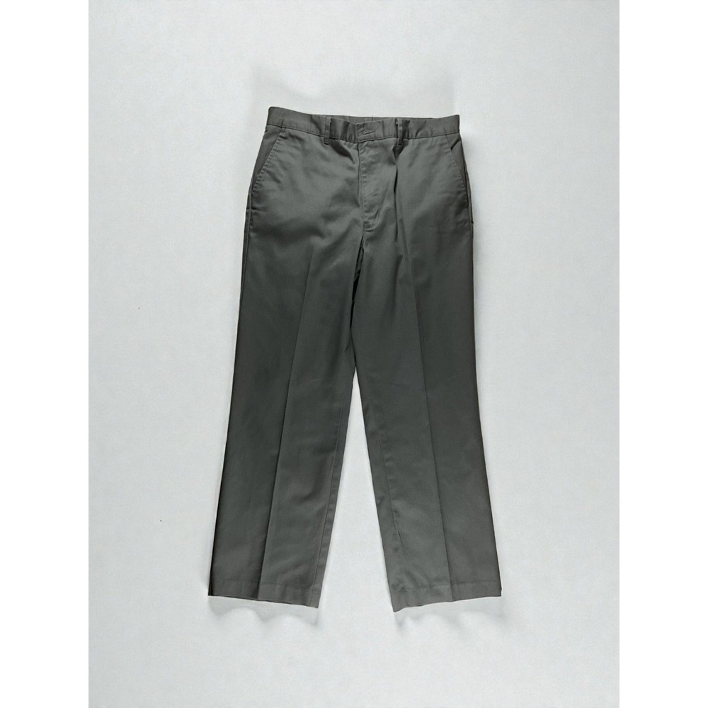 David Taylor Men's Dress Pants 34x29 Gray Flat Front Slacks Career Work Trousers